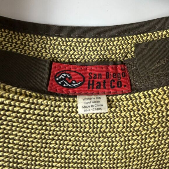 San Diego Hat Company Tan Ultrabraid Large Brim Visor with Brown Ribbon Trim - Picture 6 of 13